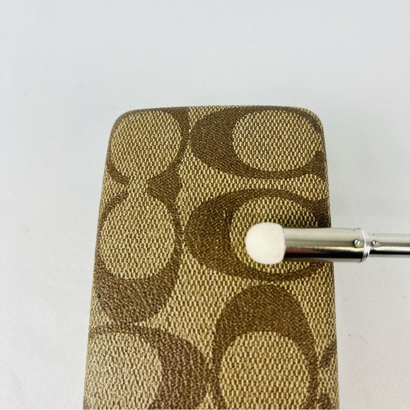 Coach Signature C hard shell sunglasses case faux leather pvc tan brown interior main image 5